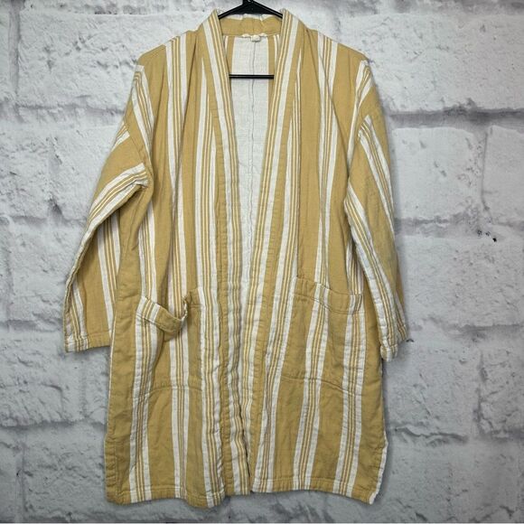 |EUC| EILEEN FISHER Striped Organic-Cotton Long Kimono Jacket - Picture 2 of 7